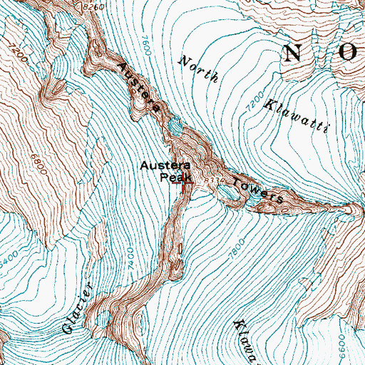 Topographic Map of Austera Peak, WA