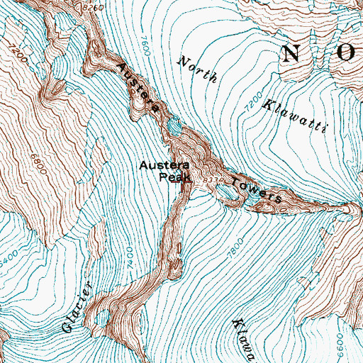 Topographic Map of Austera Towers, WA