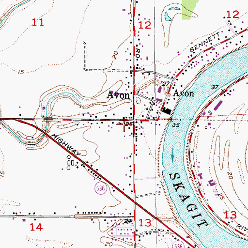 Topographic Map of Avon, WA