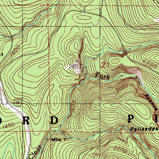 Topographic Map of Ayance Canyon, WA