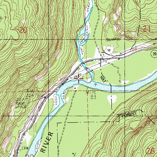 Topographic Map of Bacon Creek, WA