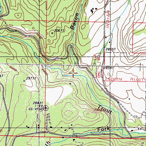 Topographic Map of Bacon Creek, WA