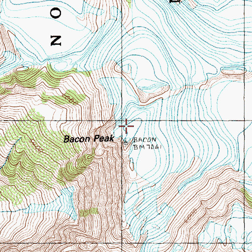 Topographic Map of Bacon Peak, WA