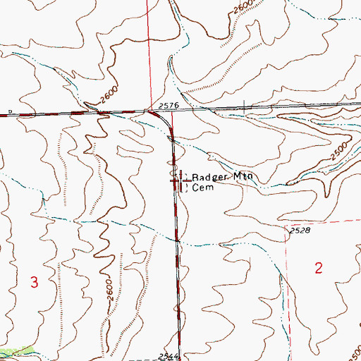 Topographic Map of Badger Mountain Cemetery, WA