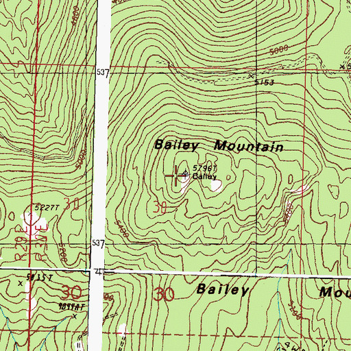 Topographic Map of Bailey Mountain, WA