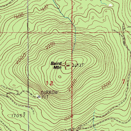 Topographic Map of Baird Mountain, WA