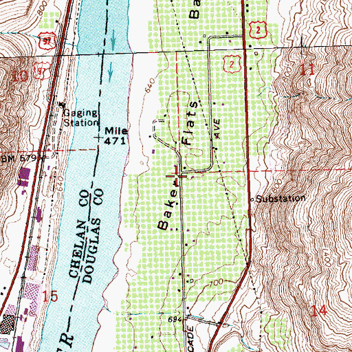 Topographic Map of Baker Flats, WA