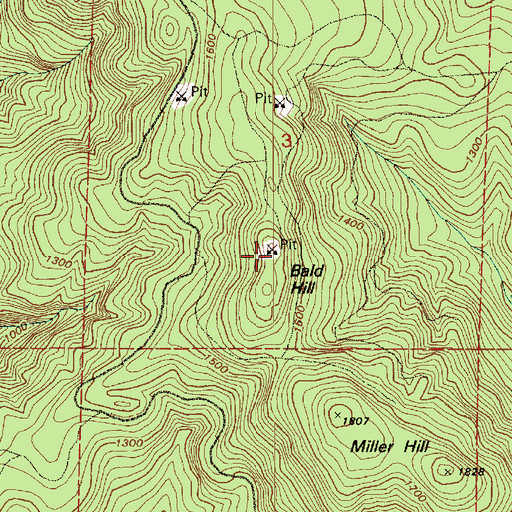 Topographic Map of Bald Hill, WA