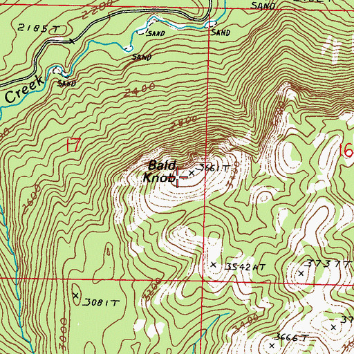 Topographic Map of Bald Knob, WA