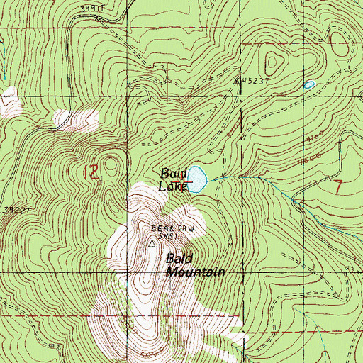 Topographic Map of Bald Lake, WA