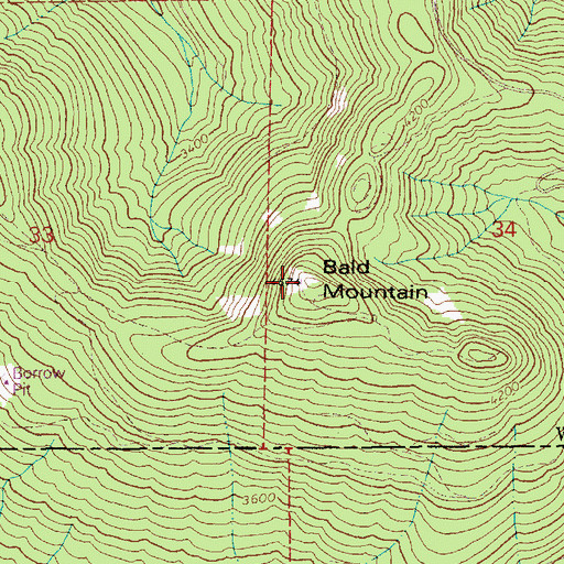 Topographic Map of Bald Mountain, WA