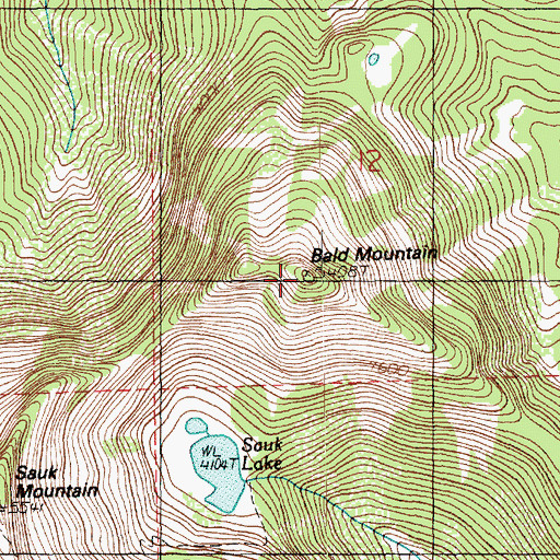 Topographic Map of Bald Mountain, WA