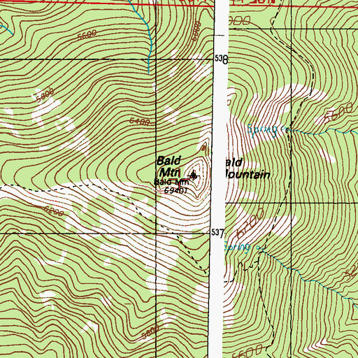 Topographic Map of Bald Mountain, WA
