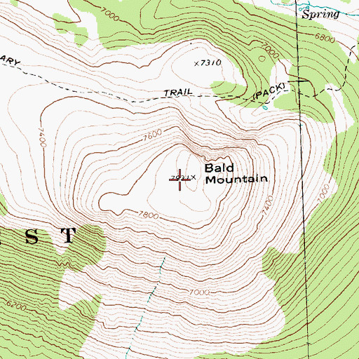 Topographic Map of Bald Mountain, WA