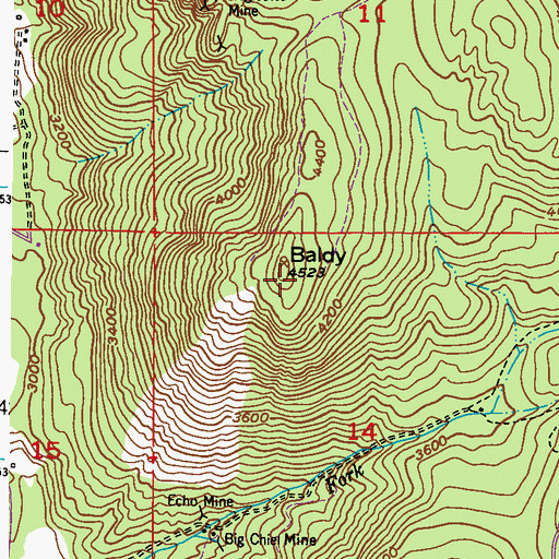 Topographic Map of Baldy, WA