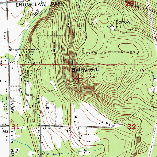 Topographic Map of Baldy Hill, WA