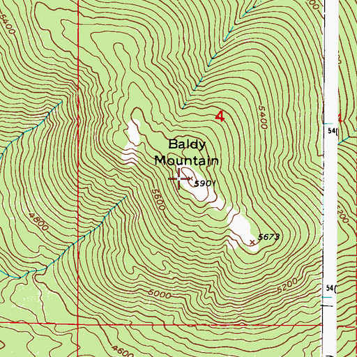 Topographic Map of Baldy Mountain, WA