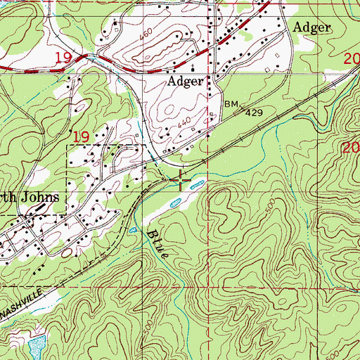 Topographic Map of Suck Branch, AL