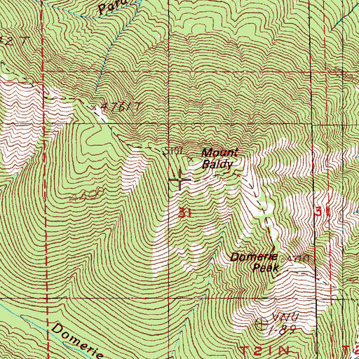 Topographic Map of Mount Baldy, WA