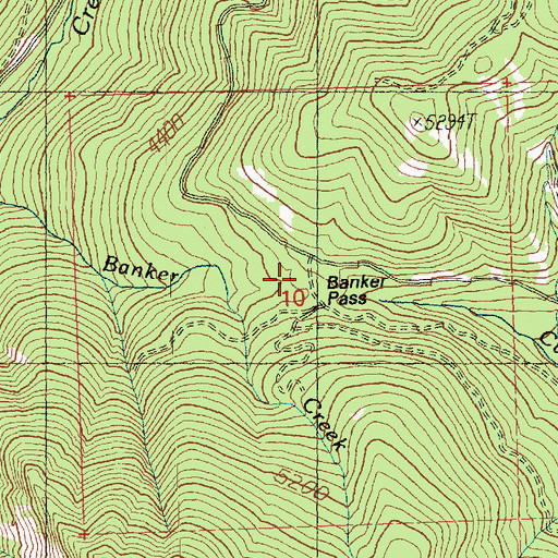 Topographic Map of Banker Pass, WA