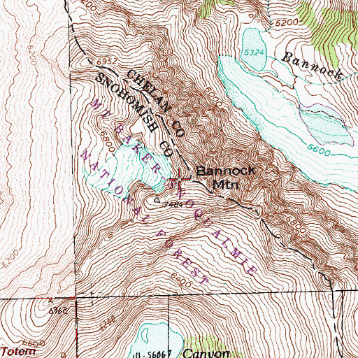 Topographic Map of Bannock Mountain, WA