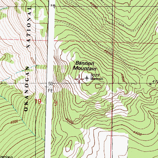 Topographic Map of Bannon Mountain, WA