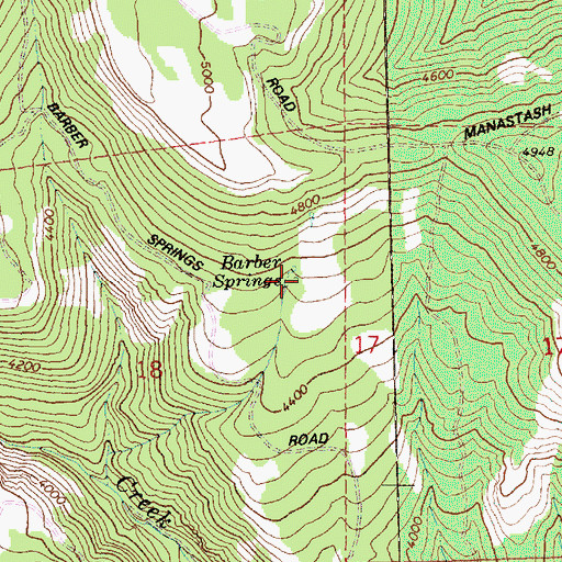 Topographic Map of Barber Springs, WA