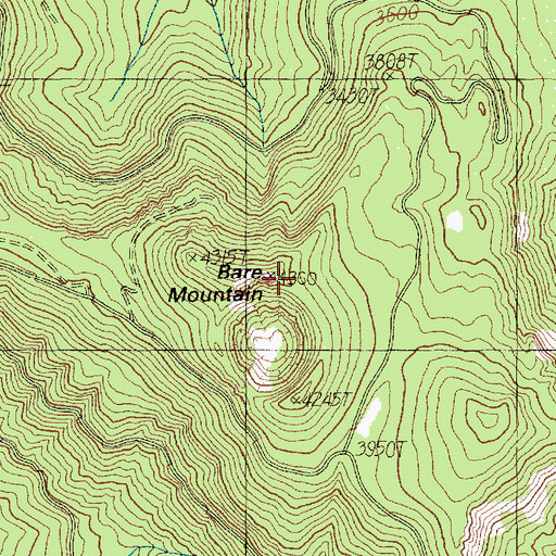 Topographic Map of Bare Mountain, WA