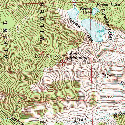 Topographic Map of Bare Mountain, WA