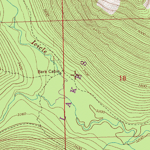 Topographic Map of Bark Cabin, WA