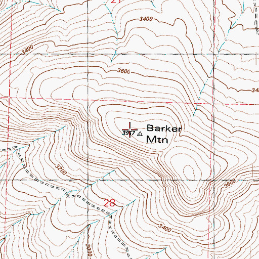 Topographic Map of Barker Mountain, WA
