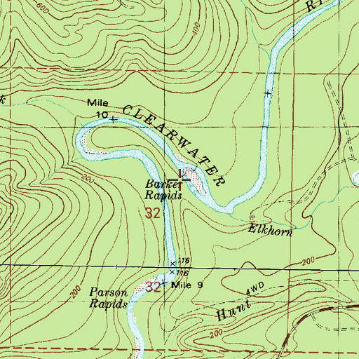 Topographic Map of Barker Rapids, WA
