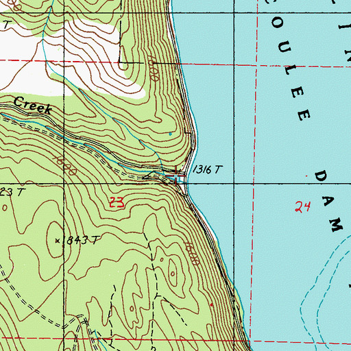 Topographic Map of Barnaby Creek, WA