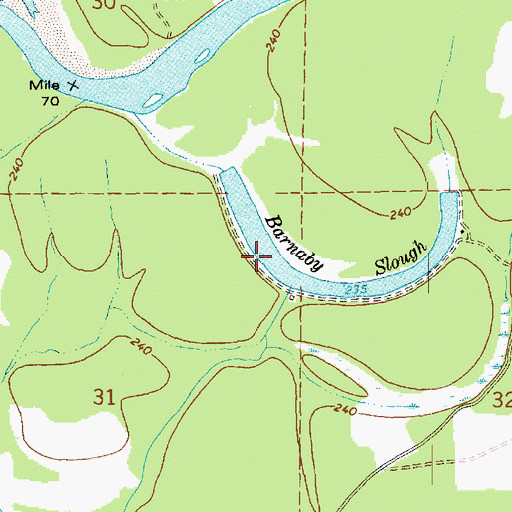 Topographic Map of Barnaby Slough, WA