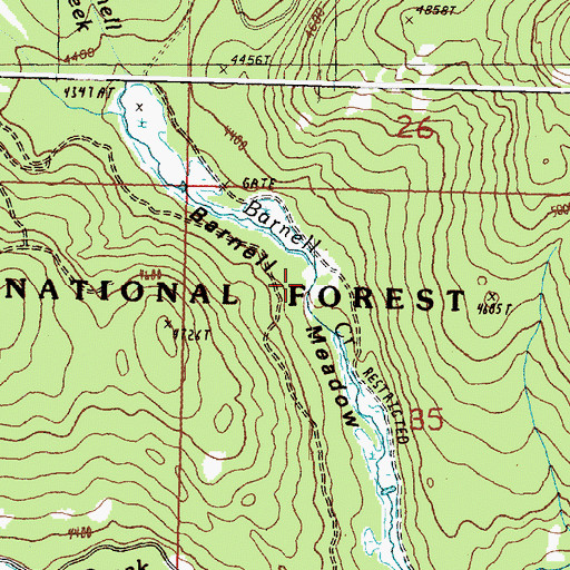Topographic Map of Barnell Meadow, WA