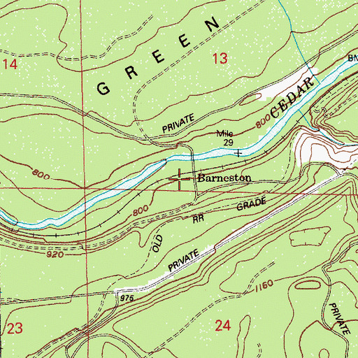 Topographic Map of Barneston, WA
