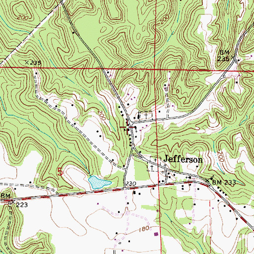 Topographic Map of Jefferson Elementary School (historical), AL
