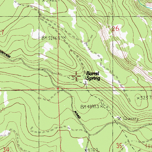 Topographic Map of Barrel Spring, WA