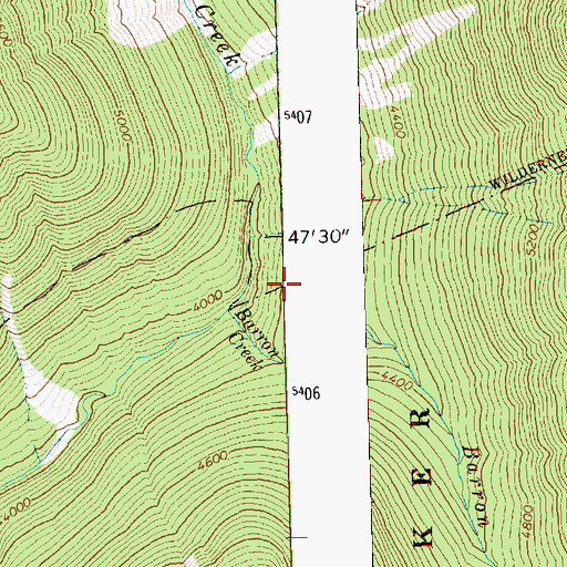Topographic Map of Barron Creek, WA