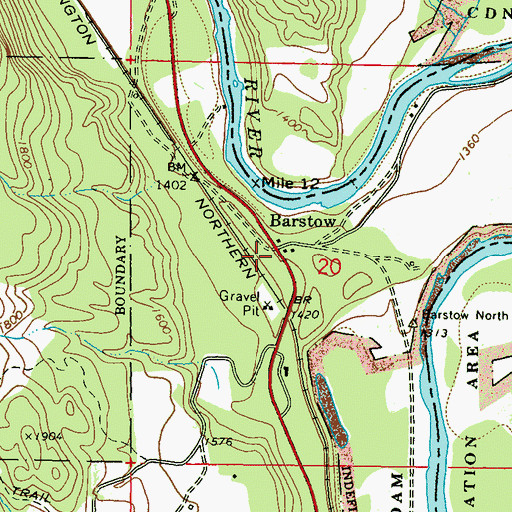Topographic Map of Barstow, WA