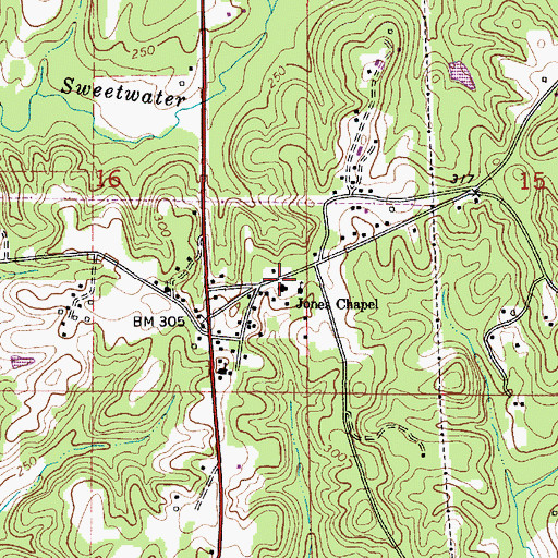 Topographic Map of Jones Chapel Elementary School (historical), AL