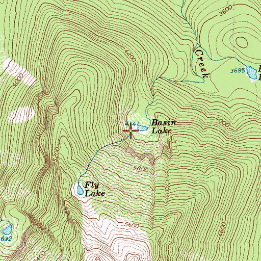Topographic Map of Basin Lake, WA