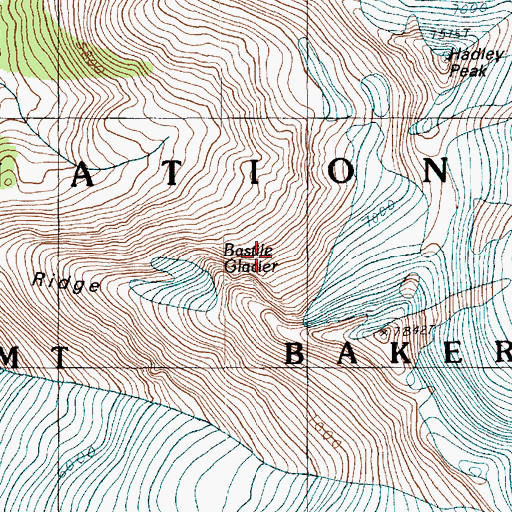 Topographic Map of Bastile Glacier, WA