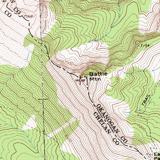 Topographic Map of Battle Mountain, WA