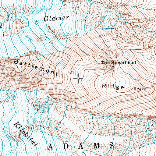 Topographic Map of Battlement Ridge, WA