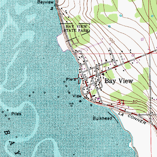 Topographic Map of Bay View, WA