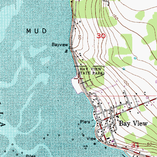 Topographic Map of Bay View State Park, WA
