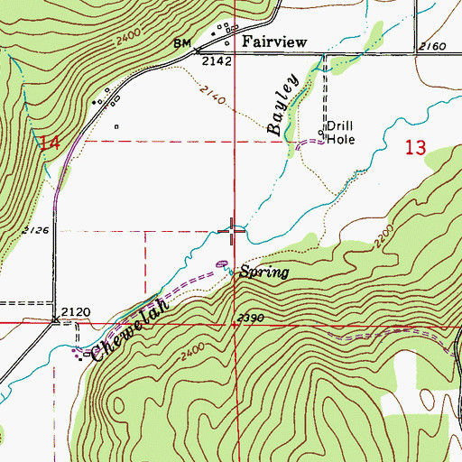 Topographic Map of Bayley Creek, WA