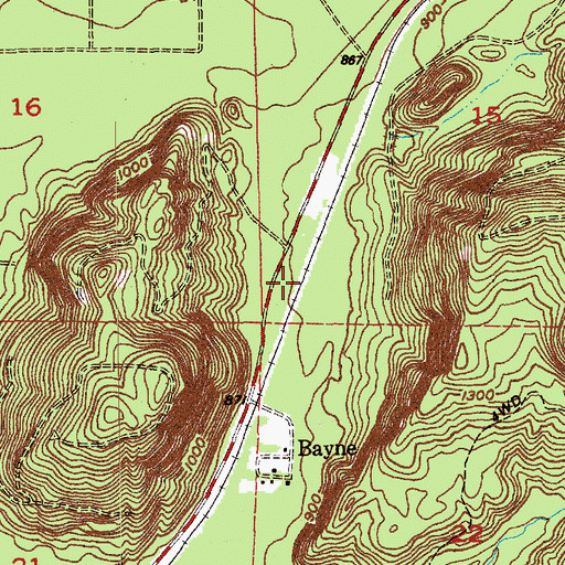 Topographic Map of Bayne Junction, WA