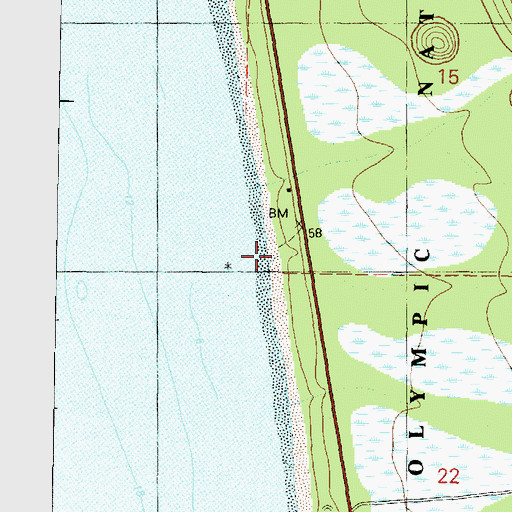Topographic Map of Beach Trail 1, WA